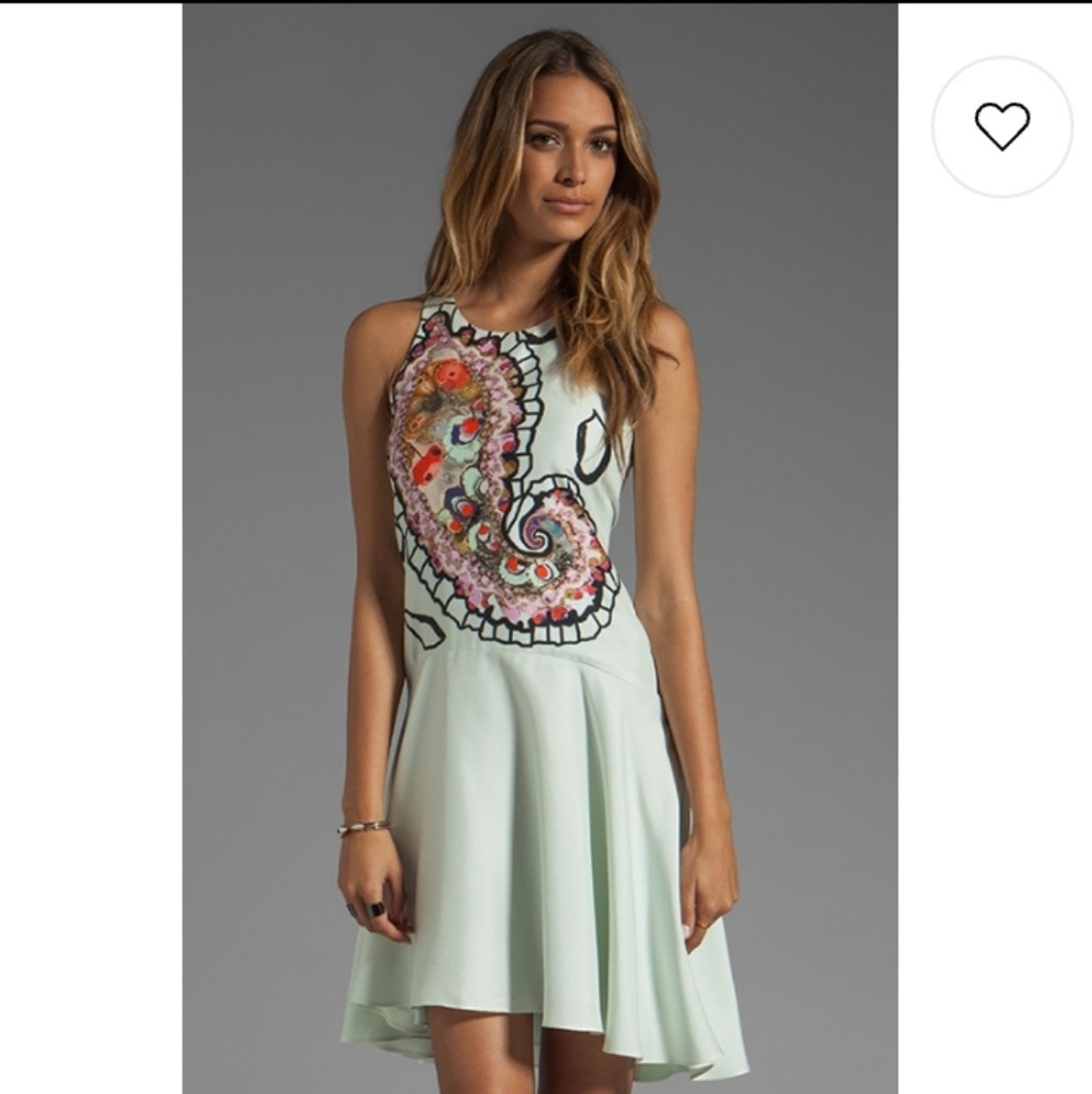 Cynthia Rowley Paisley Halter Silk Dress in Mint